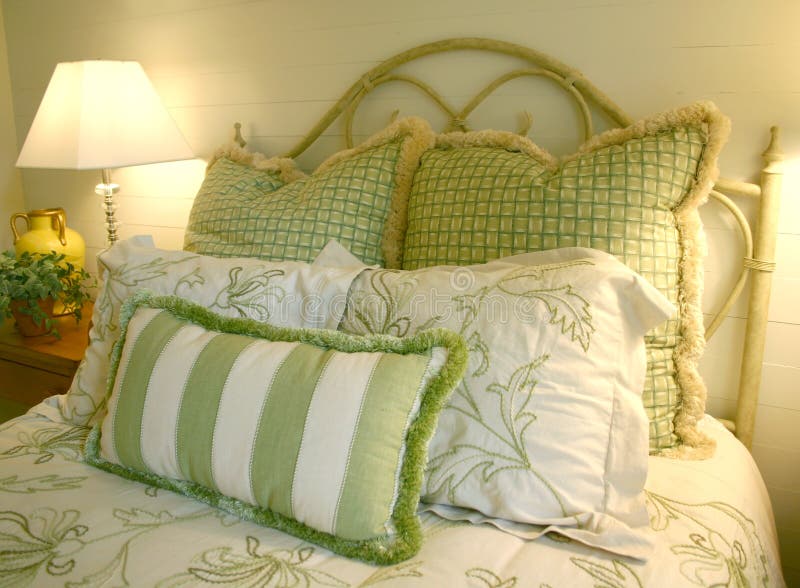 Bedroom in Green and white stock photos Bedroom in Green and white stock photos