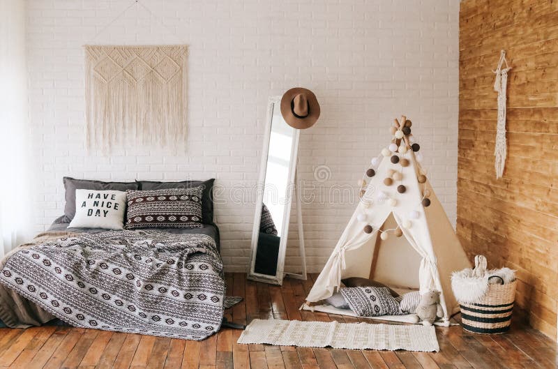 A Bedroom In An Indian Style Interior Stock Image Image Of