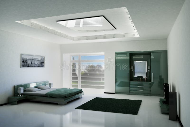 Bedroom interior 3d vector illustration