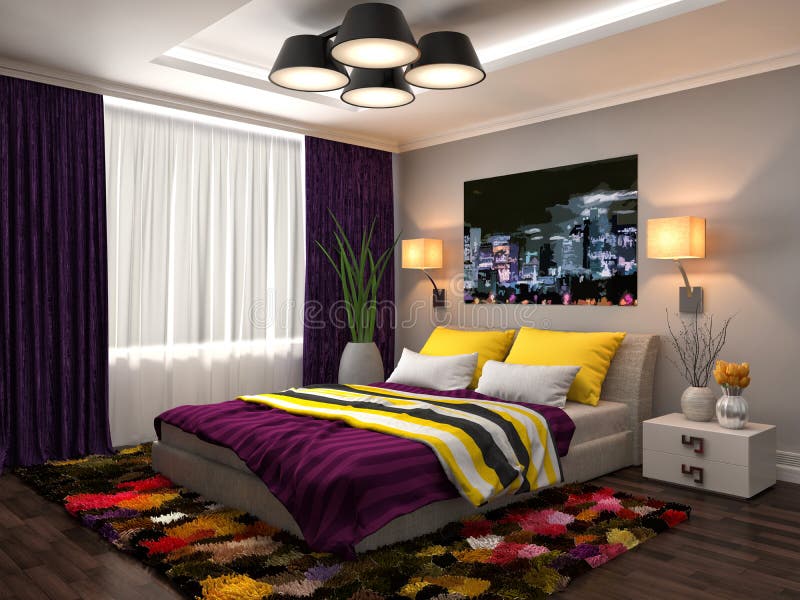 Bedroom interior. 3d illustration stock illustration Bedroom interior. 3d illustration stock illustration
