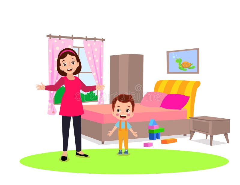 Bedroom and Kids Vector Illustration Stock Vector - Illustration of ...