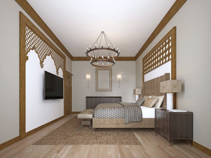 Bedroom in a Middle Eastern Arabic Style Stock Illustration