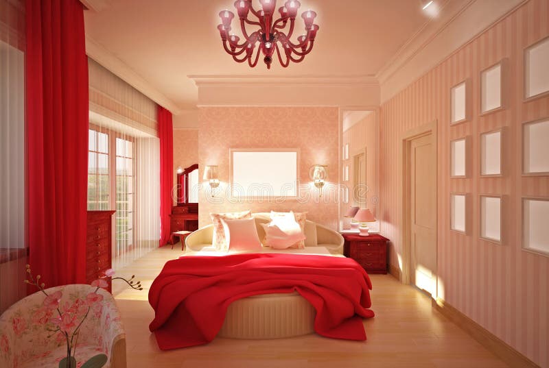 Bedroom in Pink Interior Design Stock Illustration Illustration of domestic, model 25205554