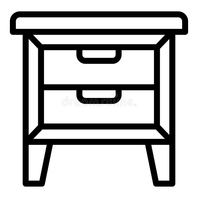 Bedside Table Icon, Outline Style Stock Vector Illustration of front