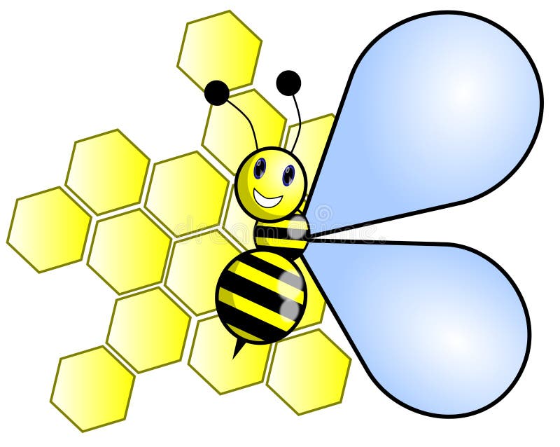 Image representing a bee happy, in front of the hives! A design illustration that can be used in all projects involving this pollinating insect, honey, royal jelly, and any other product derived from its pollen collection. Hymenoptera vectors