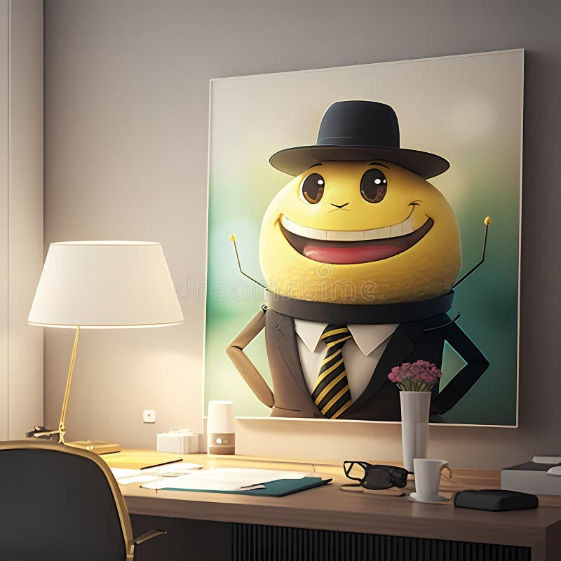 Bee Businessman Frame In Office. Generative AI vector illustration