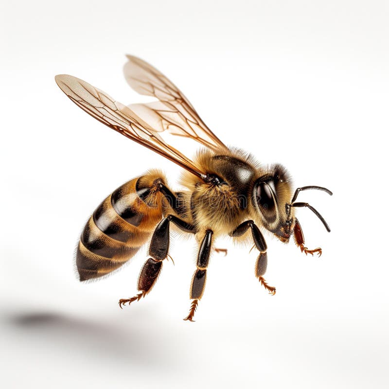 A bee captured on a white background. Generative Ai vector illustration