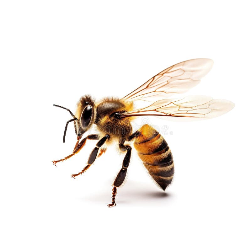 A bee captured on a white background. Generative Ai vector illustration