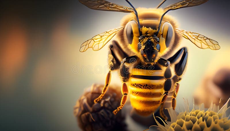 Bee on a flower. 3d render. Computer digital drawing. vector illustration