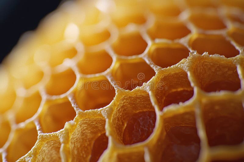 Bee honey comb. Closeup macro shot in shallow depth of field. Generative Ai stock photos