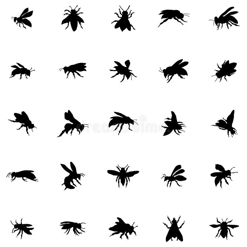 Bee silhouettes set stock illustration