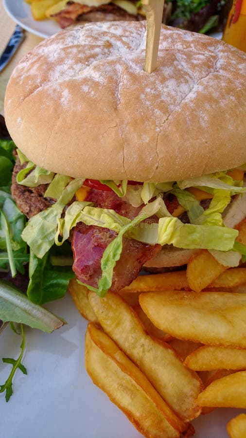 Beef and bacon burger stock photo. Image of delicious - 198952054