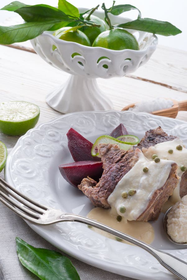 Beef with Beetroot and Horseradish Sauce Stock Image Image of dinner