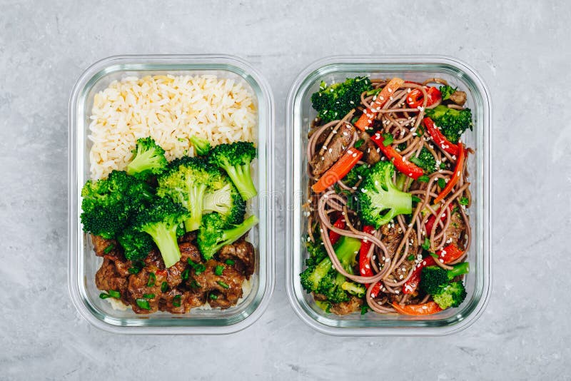 Beef and Broccoli Stir Fry Meal Prep Lunch Box Containers with Rice or ...
