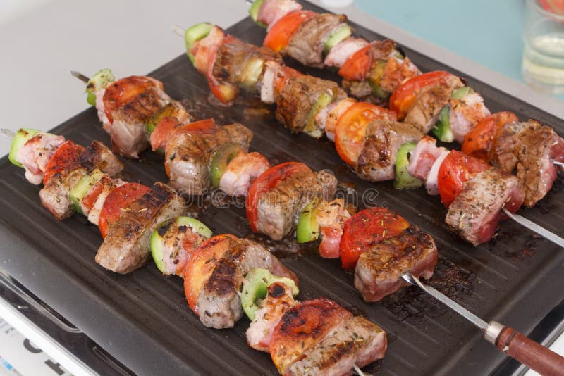 Beef Brochette on Plancha Grill Stock Image Image of brochette, fresh