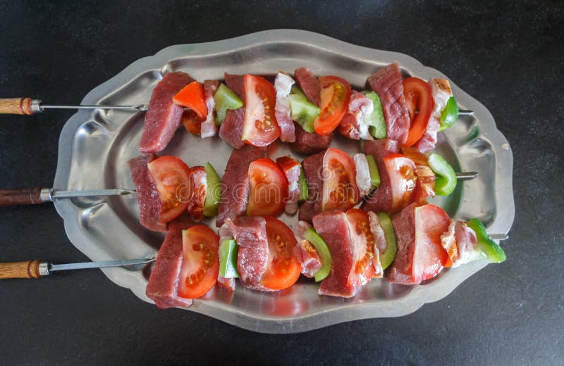 Beef Brochette On Plancha Grill Stock Image Image of brochette, fresh