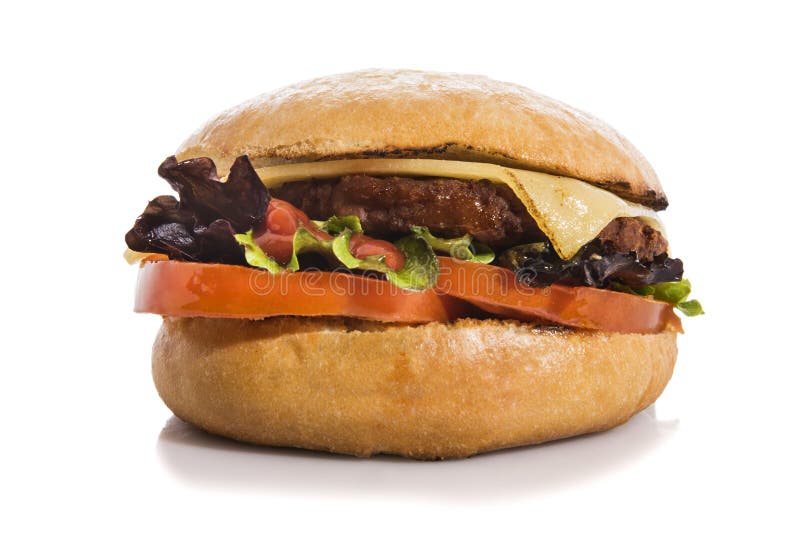Beef Burger with Bread Isolated on White Stock Image Image of white, beef 184982979