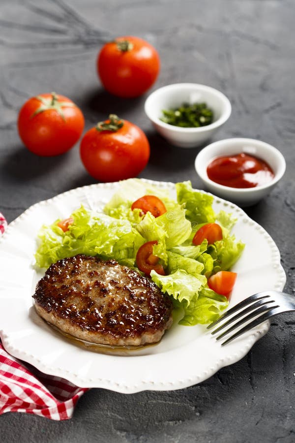 Beef Burger with Vegetable Salad Stock Image Image of dinner, beef