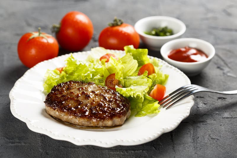 Beef Burger with Vegetable Salad Stock Image Image of dinner, beef
