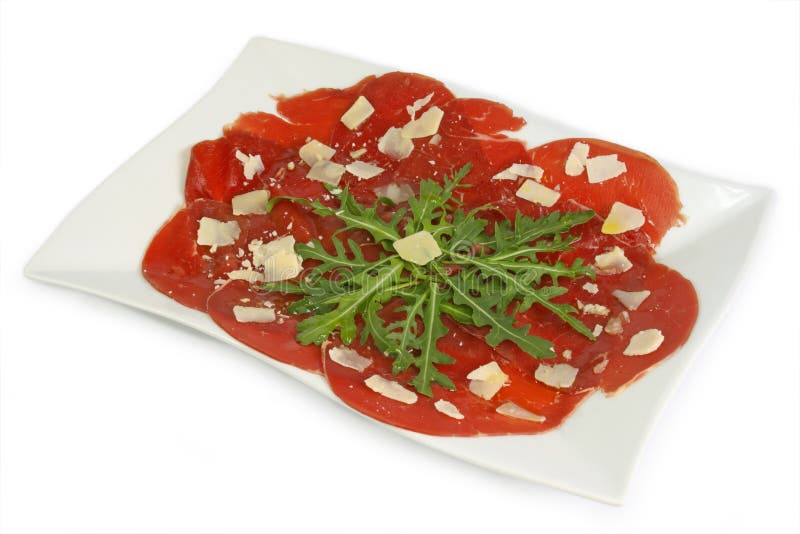 Beef Carpaccio with Pepper, Rucola and Parmesan Stock Image Image of