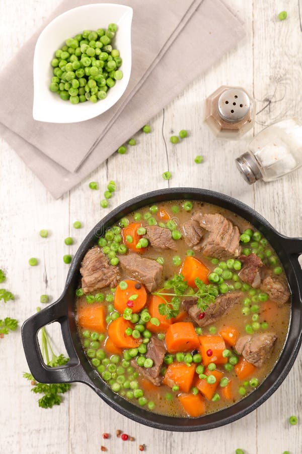 Beef with Carrot and Green Pea Stock Photo Image of dinner, fillet
