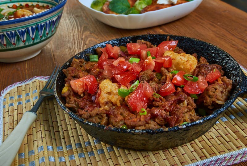Beef Cauliflower Rice Mexican Casserole Stock Photo - Image of tasty