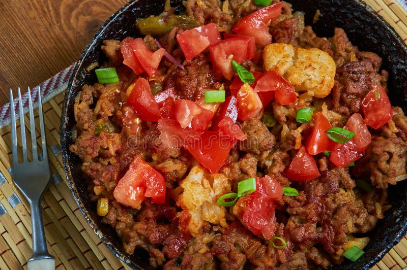 Beef Cauliflower Rice Mexican Casserole Stock Photo - Image of tasty