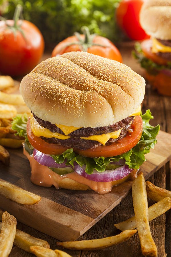Beef Cheese Hamburger with Lettuce Tomato Stock Photo Image of meal