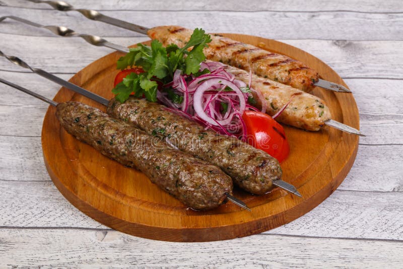 Beef and chicken kebab stock image. Image of celebrate 140145453