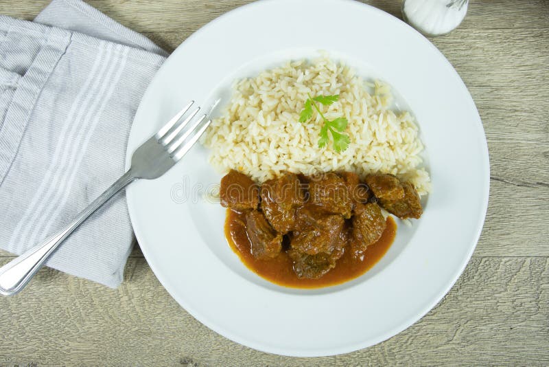 Beef Cooked with Tomato and Rice Stock Image Image of food, strogonoff 181617443