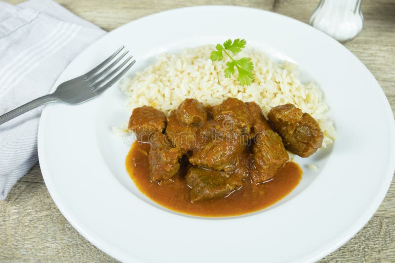 Beef Cooked with Tomato and Rice Stock Photo Image of pieces, meat