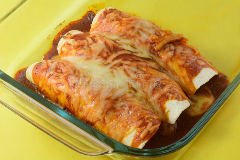Beef Enchiladas with Melted Cheese Stock Photo Image of leftovers