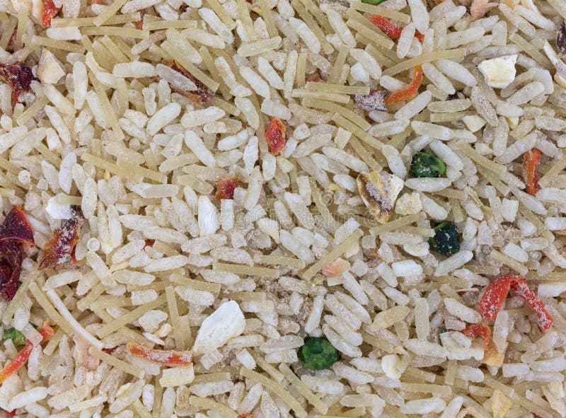 Beef Flavored Rice Mix Close View Stock Photo - Image of onions, grain