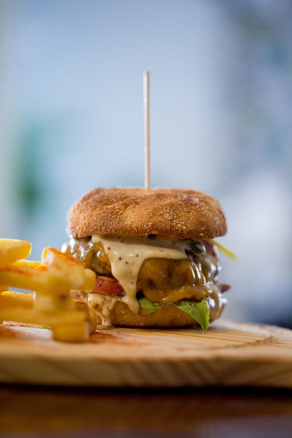 Beef Hamburger and Potatoes Stock Image Image of dish, hamburger