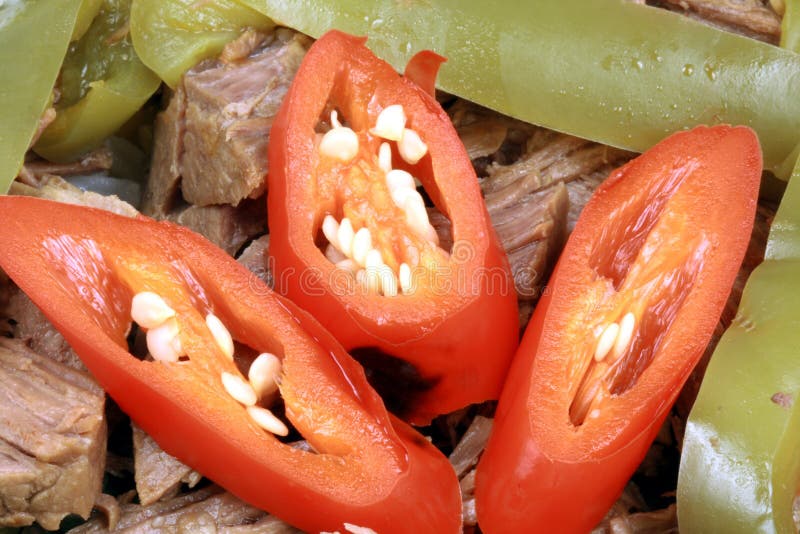 Beef with hot peppers stock photo. Image of freshness 12164298