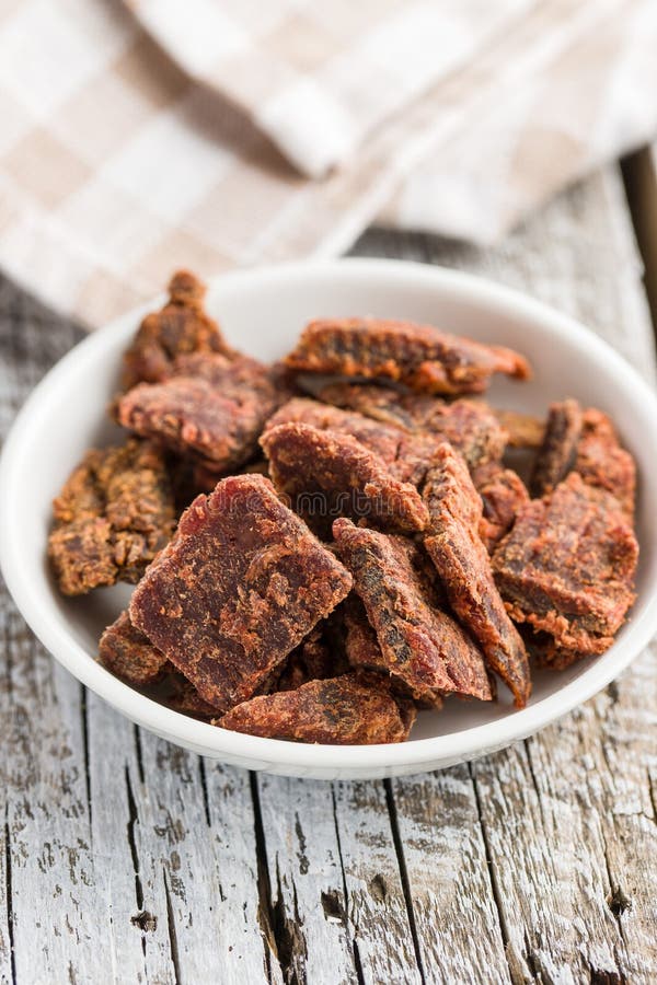 Beef jerky pieces stock image. Image of cuisine, preserved 137760749