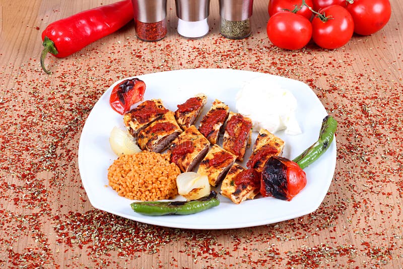 Beef Kebab with Yogurt Onion and Pepper Stock Image Image of adana