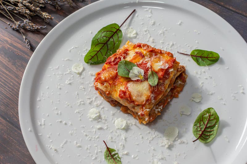 Beef Lasagna with Bloody Sorrel and Parmesan, Pecorino Romano and