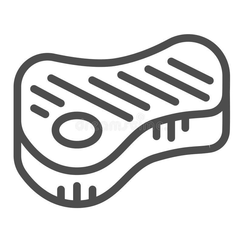 Beef of meat line icon, culinary cooking concept. Vector graphics. Fried beef steak, meat slice with bone sign on white vector illustration