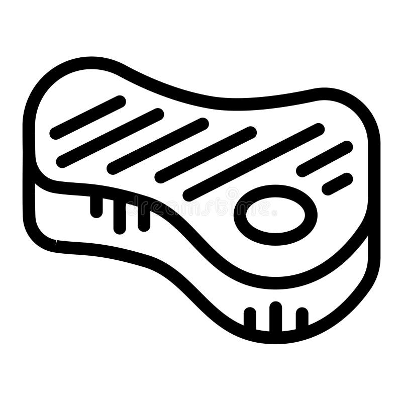 Beef of meat line icon, culinary cooking concept. Vector graphics. Fried beef steak, meat slice with bone sign on white royalty free illustration