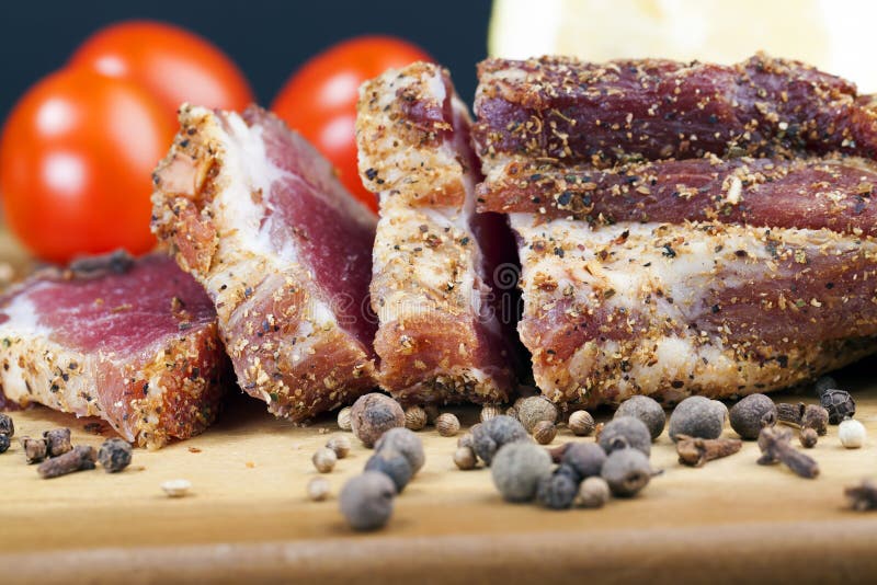 Beef Meat Products with Spices Stock Photo Image of products, board