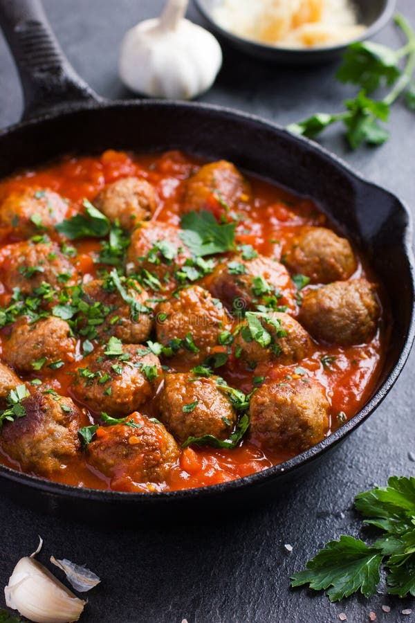 Beef Meatballs with Tomato Sauce Stock Photo Image of recipe, diet
