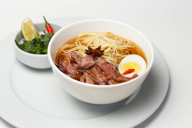 A Beef and Noodle Soup with Eggs Stock Image Image of cabbage, stew