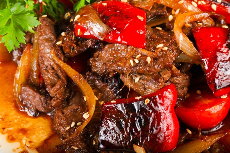 Beef in oyster sauce stock image. Image of gourmet, onion 112074879