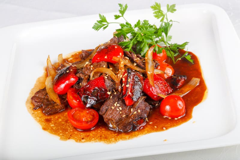 Beef in oyster sauce stock image. Image of meat, fresh 144743161