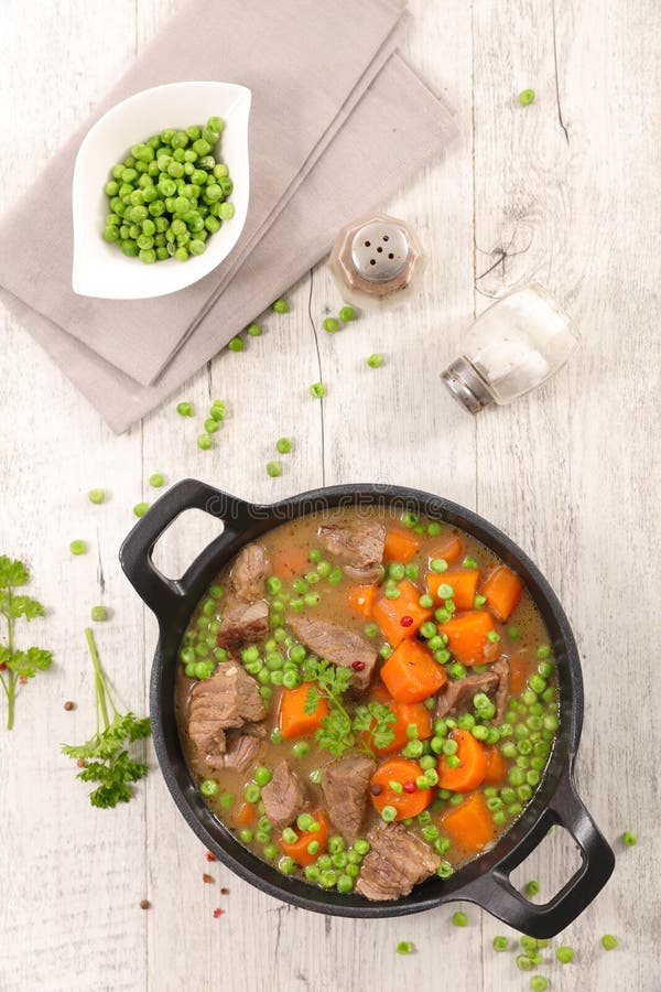 Beef, pea and carrot stock image. Image of lunch, meat 205506621