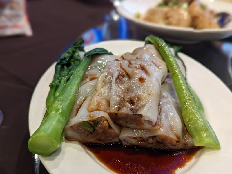 Beef rice roll dim sum stock image. Image of roll, beef 268310997