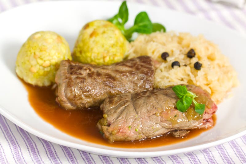 Beef Roulade with Dumplings,Cabbage (Sauerkraut) a