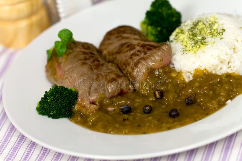 Beef Roulade with Rice and Sauce