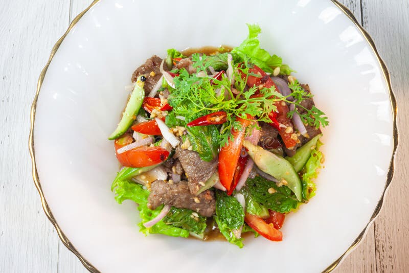 Beef Salad, Thai Style Beef Salad Spicy Dish Stock Photo Image of